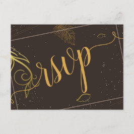 ブラウン素朴と白のrsvp招待状 インビテーションポストカード