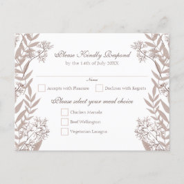 ブラウン素朴の結婚ヴィンテージ シーズンポストカード