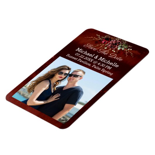 ブラウン素朴は私たちの磁石の日を結婚保存する マグネット (左側)