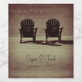 ブラウン素朴アディロンドックビーチチェア結婚ズ ワインラベル (シングルラベル)