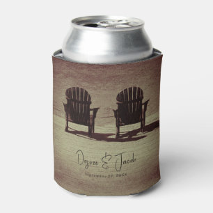 ブラウン素朴アディロンドックビーチチェア結婚ズ 缶クーラー
