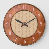 ブラウン素朴アールデコスタイル時計 ラージ壁時計 (正面)