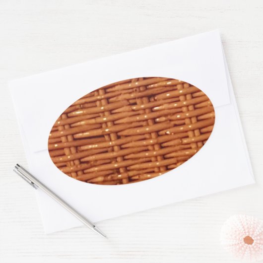 ブラウン素朴ウィッカーピクニックバスケットカントリースタイル 楕円形シール (封筒)