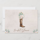 ブラウン素朴ウェスタン女性のカーボーイブートブライダルシャワー 招待状 (裏面)