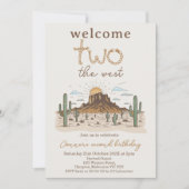 ブラウン素朴ウェルカムツーザ・ウェスト2歳の誕生日 招待状 (正面)