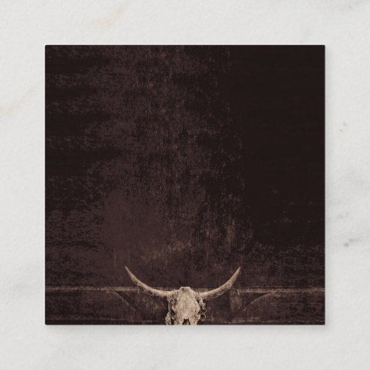 ブラウン素朴ウエスタンブルスカルウェディングRSVP エンクロージャーカード (裏面)