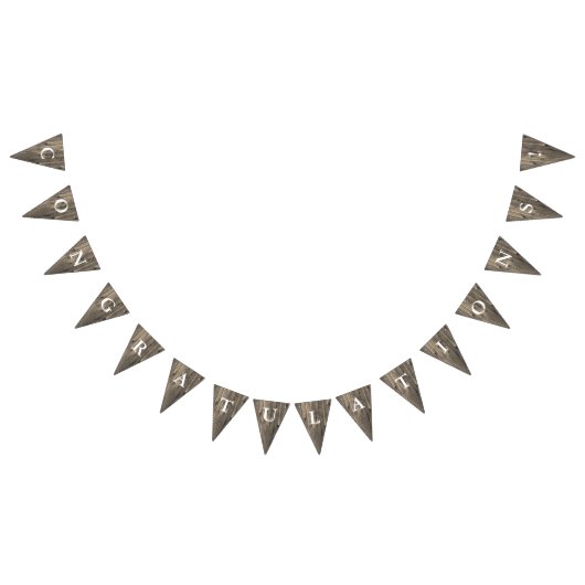 ブラウン素朴ウッドおめでとう バンティングフラッグ (全)