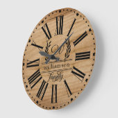 ブラウン素朴ウッドカスタムファミリーネームファームハウス ラージ壁時計 (傾斜)