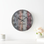 ブラウン素朴ウッドカスタムファミリ名 ラージ壁時計 (ホーム)