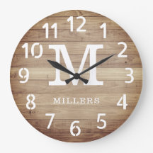 ブラウン素朴ウッドファミリーネームモノグラムファームハウス