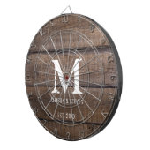 ブラウン素朴ウッドファームハウスファミリーモノグラム ダーツボード (正面右)