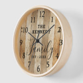 ブラウン素朴ウッドファームハウスファミリー名 壁時計 (傾斜)