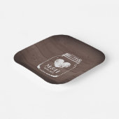 ブラウン素朴ウッドプリントスクエアウェディングパーティープレート ペーパープレート (傾斜あり)