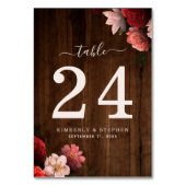 ブラウン素朴ウッドボーホコーラルフローラ テーブルナンバー (正面)