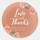 ブラウン素朴ウッド結婚フローラの愛感謝していと ラウンドシール (正面)