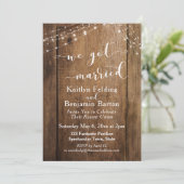 ブラウン素朴ウッド&ライツウィー得結婚したイベント 招待状 (スタンド正面)