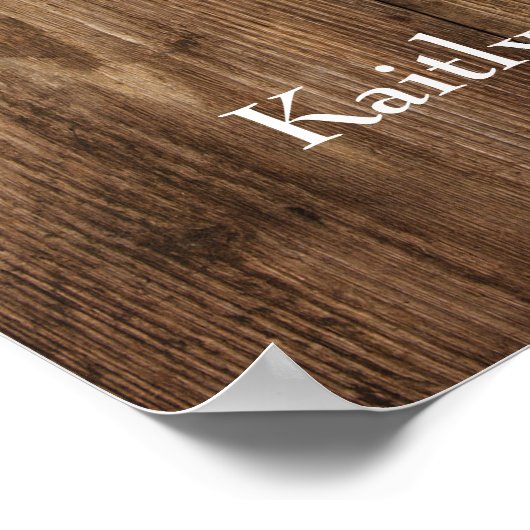 ブラウン素朴ウッド&ライツ結婚のウェルカムサイン ポスター (角)