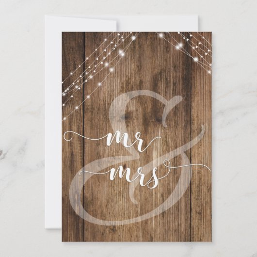 ブラウン素朴ウッド&ライトが後を楽しく 招待状 (裏面)