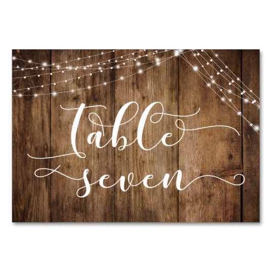 ブラウン素朴ウッド&ライトストリングテーブルセブンカード テーブルナンバー (裏面)