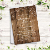 ブラウン素朴ウッド&ライトストリングリハーサルディナー 招待状