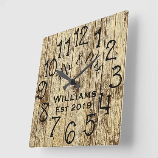 ブラウン素朴ウパーソナライズされたッドカスタム スクエア壁時計 (傾斜)