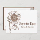 ブラウン素朴カントリーヒマワリ婚約フローラ ポストカード (正面/裏面)