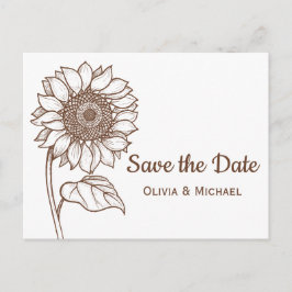 ブラウン素朴カントリーヒマワリ婚約フローラ ポストカード