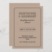 ブラウン素朴クラシック結婚式招待状 招待状 (正面/裏面)