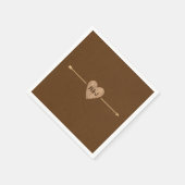 ブラウン素朴クラフトハート矢印ブライダルシャワー スタンダードカクテルナプキン (角)