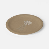 ブラウン素朴クラフトファームウィンドミルズモダン結婚ス ペーパープレート (アングル)