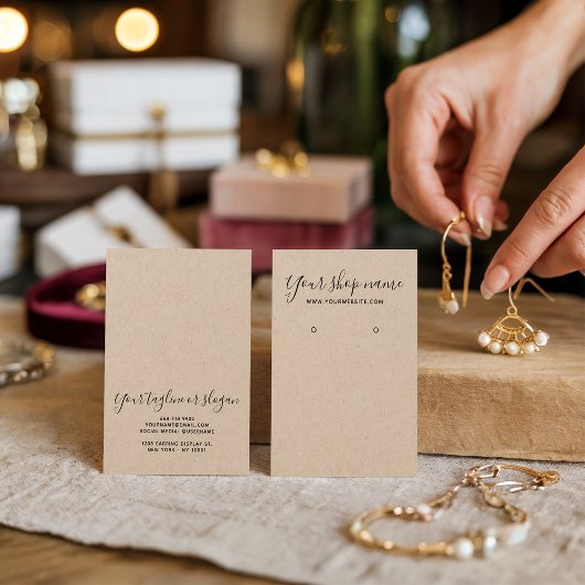 ブラウン素朴クラフトブラックイヤリング表示カード