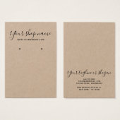 ブラウン素朴クラフトブラックイヤリング表示カード (正面&裏面)