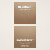 ブラウン素朴クラフトホワイトハンドメイドスタッドイヤリング (正面&裏面)