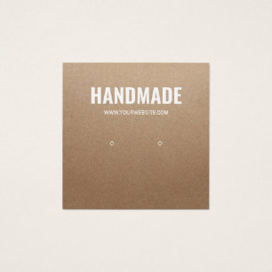 ブラウン素朴クラフトホワイトハンドメイドスタッドイヤリング