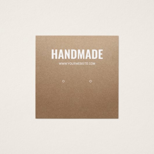 ブラウン素朴クラフトホワイトハンドメイドスタッドイヤリング (正面)