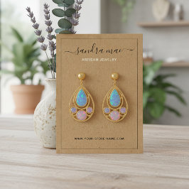 ブラウン素朴クラフト紙ルックジュエリーディスプレイカード 名刺