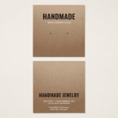 ブラウン素朴クラフト紙手作りスタッドイヤリング (正面&裏面)