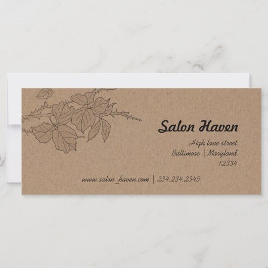 ブラウン素朴クラフト紙葉ギフト証明書 (裏面)