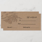 ブラウン素朴クラフト紙葉ギフト証明書 (正面/裏面)
