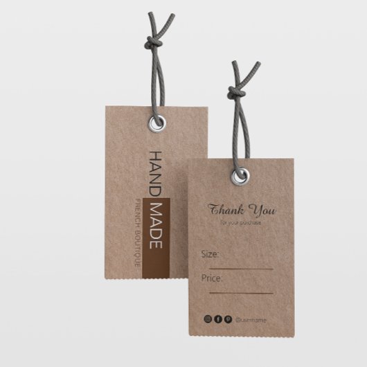 ブラウン素朴クラフト紙衣料品価格つるラベル 名刺