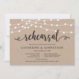 ブラウン素朴クラフト結婚リハーサルとディナーI 招待状