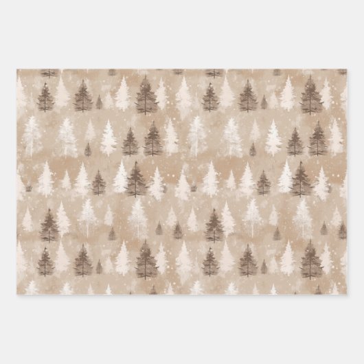 ブラウン素朴クリスマスウィンターベア ラッピングペーパーシート (正面)