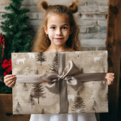 ブラウン素朴クリスマスウィンターベア ラッピングペーパー