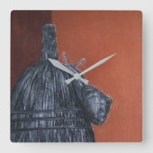 ブラウン素朴スケッチスクエアウォールクロック スクエア壁時計 (正面)