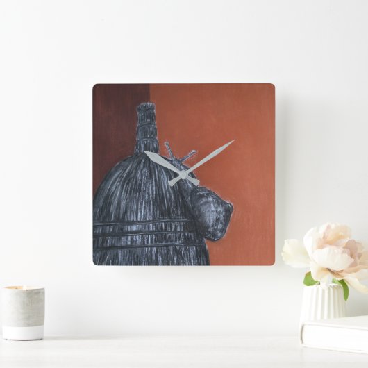 ブラウン素朴スケッチスクエアウォールクロック スクエア壁時計 (ホーム)