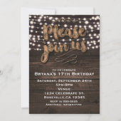 ブラウン素朴タイプ木材および白色照明招待状 招待状 (正面)