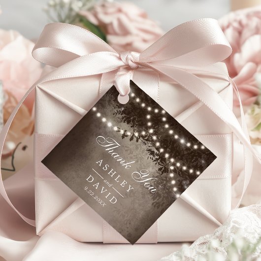 ブラウン素朴ツリーキャノピーライトウッドラ結婚ンド フェイバータグ