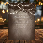 ブラウン素朴ツリー文字列ライトブライダルシャワー 招待状