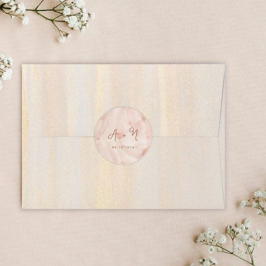 ブラウン素朴テラコッタスクリプトモノグラム結婚ズ ラウンドシール