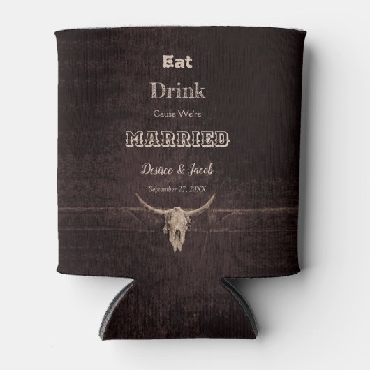 ブラウン素朴ドク食べドウェスタン結婚したブルスカル 缶クーラー (正面)